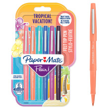 Paper Mate Flair Felt Tip Pens | Medium Point (0.7 mm) Marker Pens | Assorted Tropical Vacation Colouring Pens | For Kids & Adult Colouring,