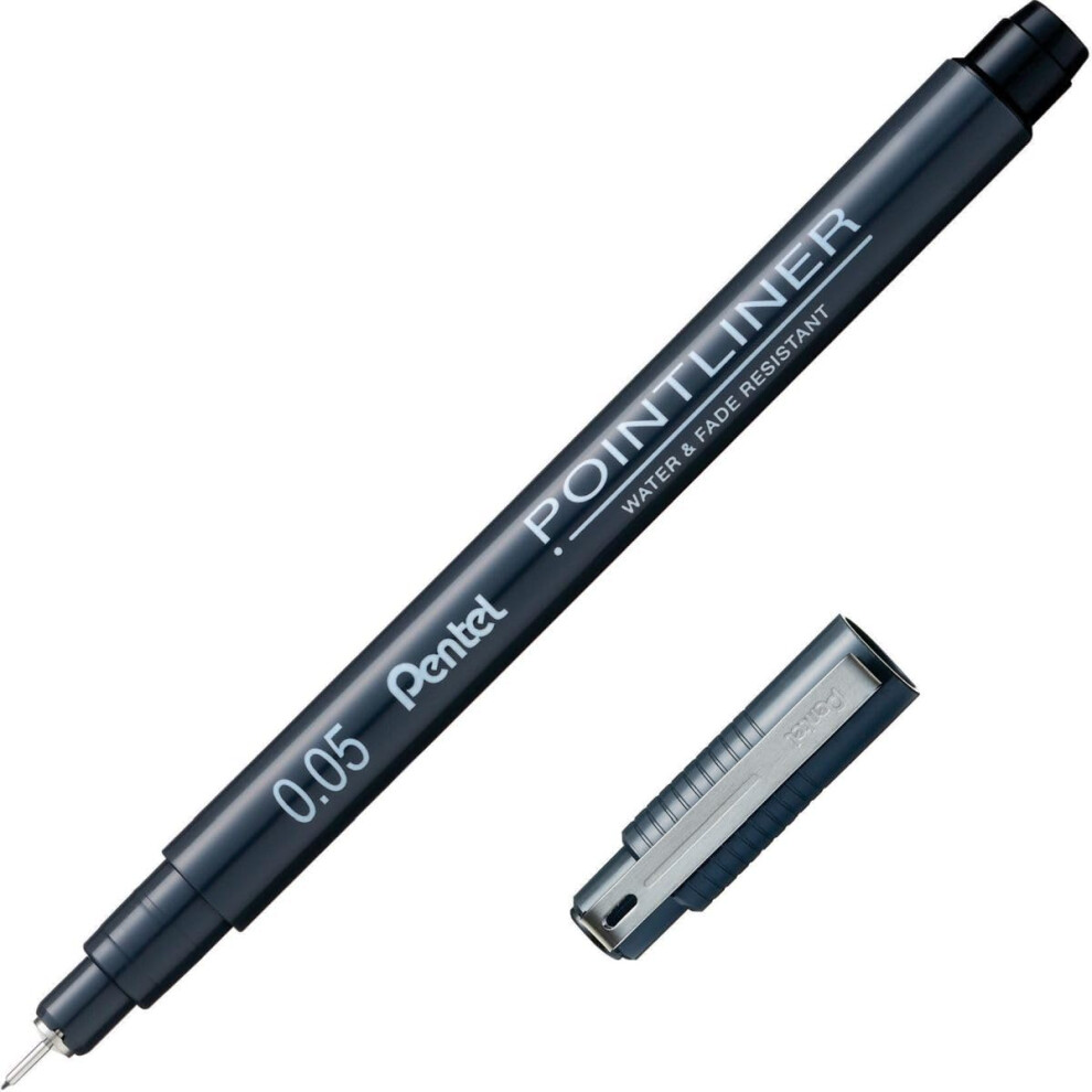 Pentel Arts Pointliner, 0.05Mm Tip, Pigment Ink, Pack Of 12 Pens Black