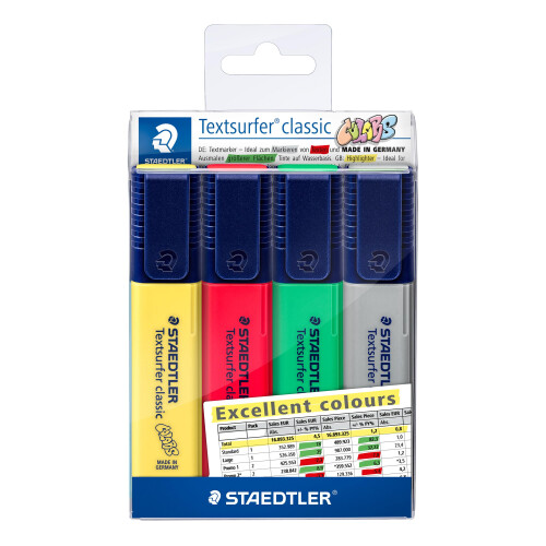 Staedtler STAEDTLER 364 CWP4-X Textsurfer Classic Highlighter - Assorted Excel Colours (Pack of 4)