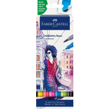 Faber-Castell Creative Studio Goldfaber Aqua Dual Marker, Multicoloured, Marker Wallet Of 6, For Art, Craft, Drawing, Sketching, Home, School,