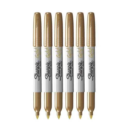 Sharpie Sharpie Metallic Permanent Markers - Fine Point - Gold - Pack of 6