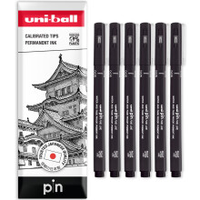 uni-ball PIN Fineliners | Black Fine Tipped Writing Pens | Water & Fade Resistant Ink | Ideal for Sketching, Scrapbooking, Outlining, Art, Technical