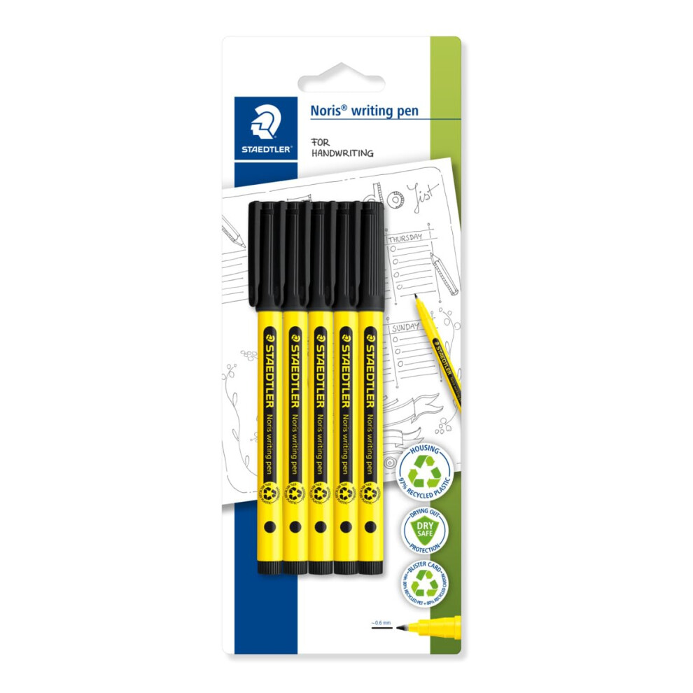 Staedtler Noris - Handwriting Pen - Pack Of 5, 307-9 Bk5 Black