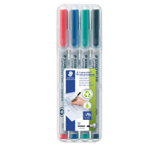 STAEDTLER 315 WP4 Lumocolor Non-Permanent Pen, Medium Line Width, 1.0mm - Assorted Colours (Pack of 4)