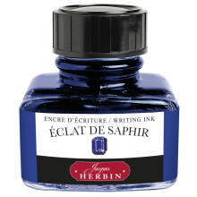 Jacques Herbin 13016T - A 30 ml Bottle of Ink for Fountain pens and Roller pens, ECLAT de Saphir/Sapphire Shine Colour - Made in France - Calligraphy