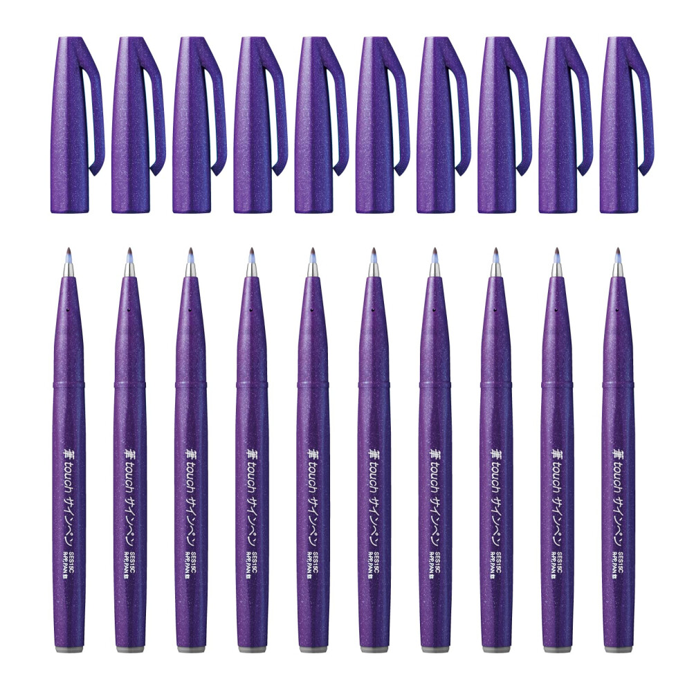 Pentel Brush Sign Pen - Violet (Pack Of 10), Ses15c-V