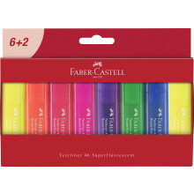 Faber-Castell 254667 Textmarker Textliner 1546, 8-ply wallet case, 8 pens 6+2 Rainbow