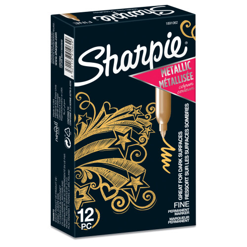 Sharpie Sharpie Metallic Permanent Markers | Fine Point | Gold | 12 Count