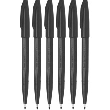 Pentel S520 Original Sign Pen Fibre Tip Marker Fineliner Pens - 2mm Nib - 1mm Line - Pack of 6 - In Envelope Gift Packaging (Black)