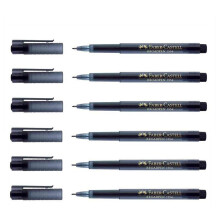 Faber-Castell 1554 Broadpen Fineliner Pens Pack of 6, Black