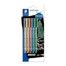 STAEDTLER 8323-S BK5 Metallic Markers - Assorted Colours (Pack of 5)