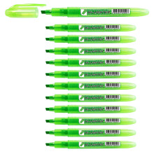 CROWN H-500 Highlighter Pens Chisel Tip Slim Highlighters - Pack Of 12 - With Bright Fluorescent Ink - Green