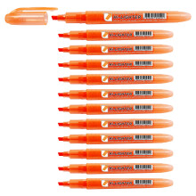 CROWN H-500 Highlighter Pens Chisel Tip Slim Highlighters - Pack Of 12 - With Bright Fluorescent Ink - Orange