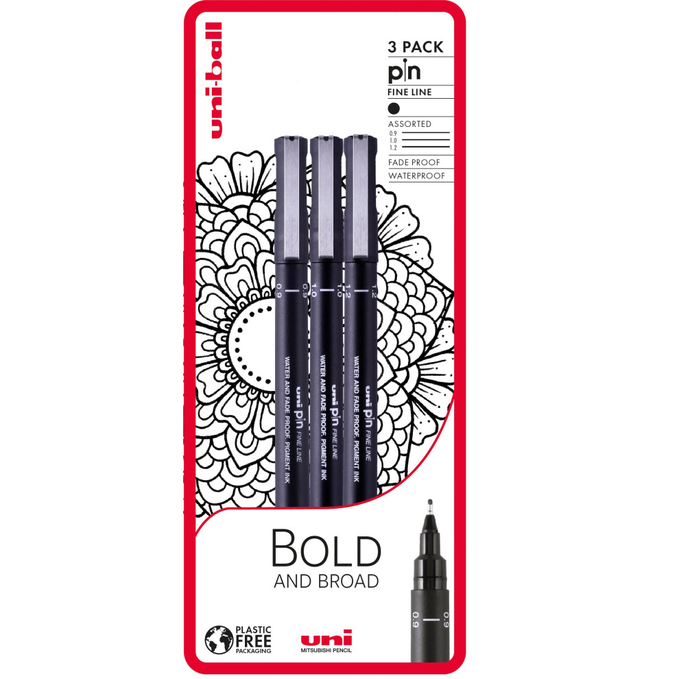 Uni-Ball Pin Fineliners, Fine Tipped Writing Pens, Water And Fade-Resistant Ink, Ideal For Architects, Sketching, Scrapbooking, Outlining, Art, Black