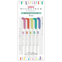 ???(ZEBRA) Zebra Mildliner WKT7-5C-HC-N Highlighter, Sunny and Mild Color, HC5 Colors