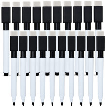 Autoau 20 pcs Whiteboard Markers, Magnetic Whiteboard Pens, Fine Tip White Board Pens, White Board Markers Erasable, Low Odor Dry Wipe Pens for