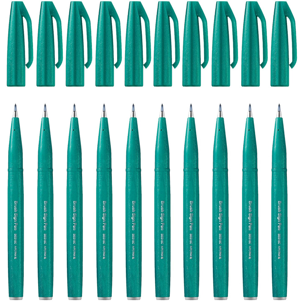 Pentel Brush Sign Pen Ses15c-12 Fibre-Tip Pen 10 Turquoise