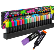 Westcott highlighters desk set 20 pieces in neon and pastel | 20-pack highlighter marker with organisational system | 2-5 mm line width | premium ink