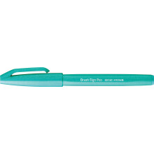 Pentel SES15C-D4X Brush Sign Pen Emerald Green Fibre Tip Brush Like Tip (Pack of 10)