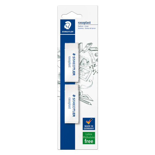 Staedtler STAEDTLER rasoplast ERASER 526 B, White, Rectangular, Plastic, Pack of 2
