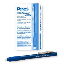Pentel Clic Eraser with Rubber Grip - Blue Barrel (Pack of 12)