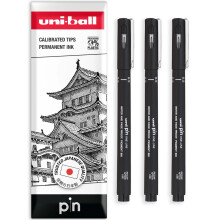 uni-ball PIN Fineliners | Black Fine Tipped Writing Pens | Water & Fade Resistant Ink | Ideal for Sketching, Scrapbooking, Outlining, Art, Technical