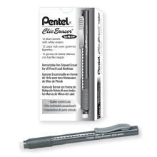 Pentel ZE22A, Clic Eraser Grip, Retractable Eraser, Black Barrel, Box of 12