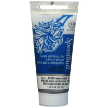Speedball 37ml 1.25oz Water-Soluble Block Ink Silver, For Block Printing, Lino Printing, Screen Printing, For Artists Kit