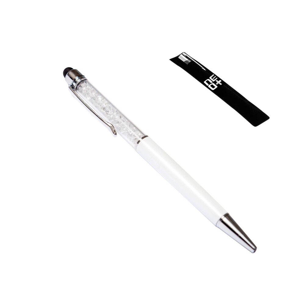Neo+ Quality 2-In-1 Capacitive Touchscreen Stylus And Ballpoint Pen With Crystals (White) White 5051225049553