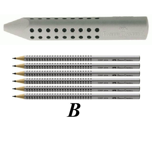 Faber-Castell Faber-Castell Grip 2001 187100 Triangular Eraser Grey + 6 Pencils B