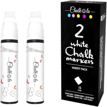 White Jumbo Chalk Pens - 15mm Window Markers | Pack of 2 White pens - Use on Cars, Chalkboard, Whiteboard, Blackboard, Glass, Bistro | Loved by