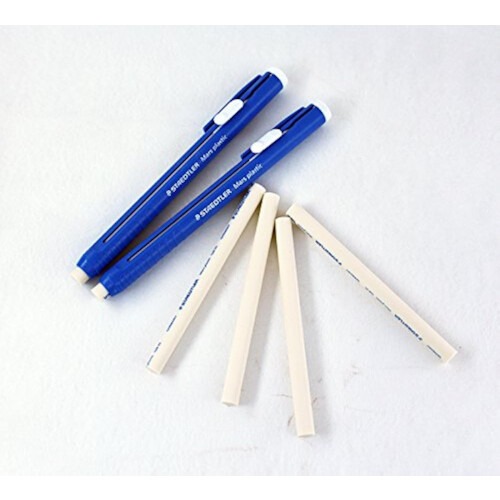 Staedtler Staedtler Mars Plastic 528 - Propelling Graphite Stick Eraser Set (2 Pieces + 4 Refills) - Solid, Length Adjustable, German Brand