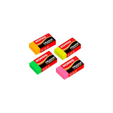 Kores - Neon Coloured PVC Rubber Erasers - KE-30 Pocket Size Block Shape Erasers with Paper Sleeve - 40 x 21 x 10mm - School Supplies, Back to School,