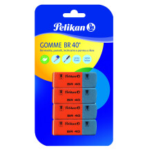 Pelikan BR40 Erasers for Pencil, Crayons, Ink and Ball Pens Suitable for Technical Art Drawing and School Use, Pack of 4