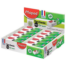 Maped Technic 600 Green Eraser - Made in France - Box of 20