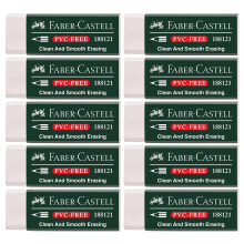 Faber-Castell 188121 Eraser 7081 N PVC-Free, Plastic (10 Erasers, White)
