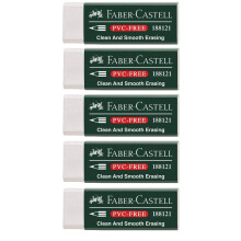 Faber-Castell 188121 - Eraser 7081 N PVC-Free Plastic (5 Erasers, White)