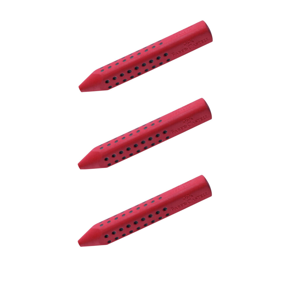 Faber-Castell Grip 2001 187101 Triangular Eraser (3 X ) Red