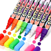 swihorab Chalk Pens Chalk Marker for Blackboard, 8 Colours, Whiteboard Marker for Windows, Washable, 6 mm Reversible Tip, Colourful Window Pens,