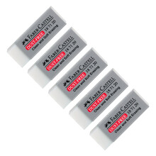 Faber-Castell 205053 Dust-Free Eraser, Plastic, White, Pack of 5