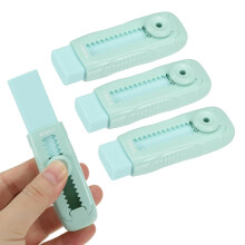 M&G 4 Pack Erasers, Green Sliding Retractable Eraser Push Pull Cute Pencil Erasers Soft Large Easy to Clean with Plastic Sleeve for Sketching Drawing