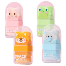 4 Pcs Cute Cartoon Animal Erasers for Kids Girls, Rubber Roller Eraser Kawaii Rubbers, Students Children's Eraser for School Writing Drawing Office