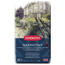 Derwent 700802 Graphitint Tinted Graphite Drawing Pencils, Watersoluble, Professional Quality,reySet of 12