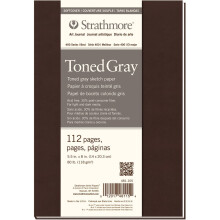 Strathmore 400 Toned 118gsm Paper Soft Cover Sketchbook, Fine Grain, 5.5 x 8.5 in, 56 Grey Sheets, For Professionals & Students