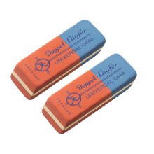 Universal Runner 69804 Double/Natural Rubber Eraser, Red and Blue Classic Blister Card, Contains 2 Eraser
