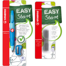 STABILO EASYergo 3.15 Ergonomic Printing Pencil for Right-Handed Users, Light/Dark Blue, Single Pen, Includes 1 Thick Lead, HB Hardness & Sharpener +
