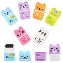 Geluode 6 Pcs Cute Pencil Eraser, Cartoon Animal Themed Roller Colorful Rectangle Eraser, Pencil Rubber Erasers for Kids School Office Supply