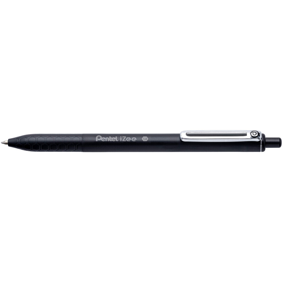 Pentel Izee Retractable 1.0Mm Ballpoint - Ink - Pack Of 12 Black
