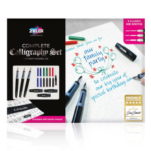 Zieler Calligraphy Pen Set - Complete 3 Pen 17-piece Calligraphy Writing Set Free-flowing pens with soft rubber finger grip ? Suitable for all levels
