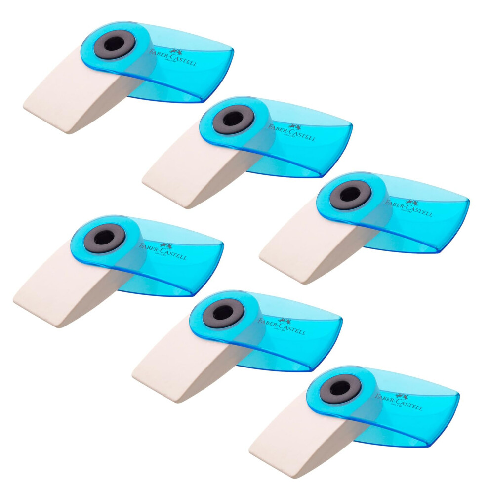 Faber-Castell 205050 ? Eraser Sleeve Mini, Translucent, Assorted Colours (No Colour Selection Possible), Pack Of 6